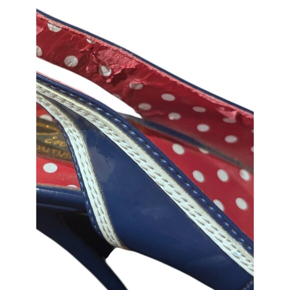 Pleaser Pin Up Couture Bettie 05 Platform Pumps 8 Slingback Peep Toe Faux Patent - Picture 8 of 8